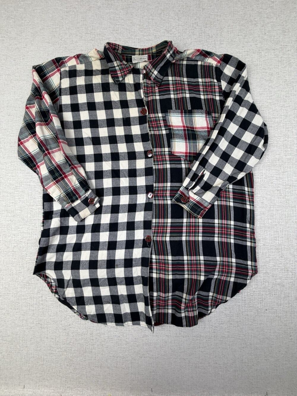 Vintage Betty Wear New York Plaid Patchwork Flannel Shirt Women’s Cotton